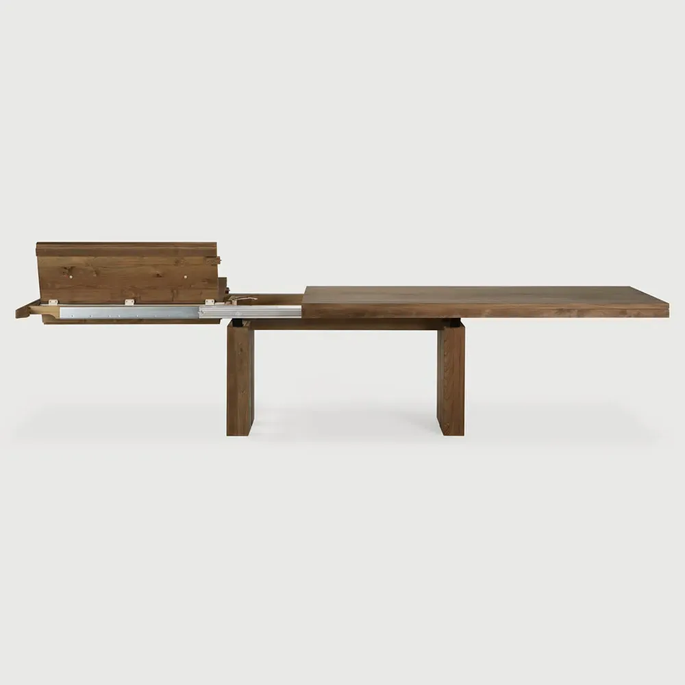 Adelaide Teak Double Extendable Dining Table - Brown