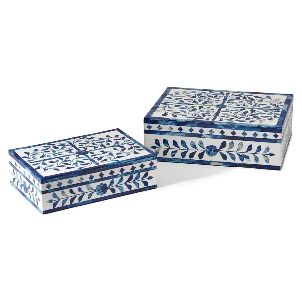 Adeline Decorative Box Set - Blue, Resin