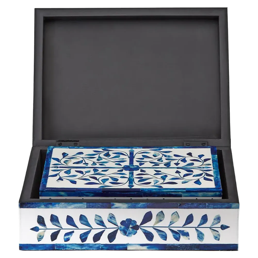 Adeline Decorative Box Set - Blue, Resin