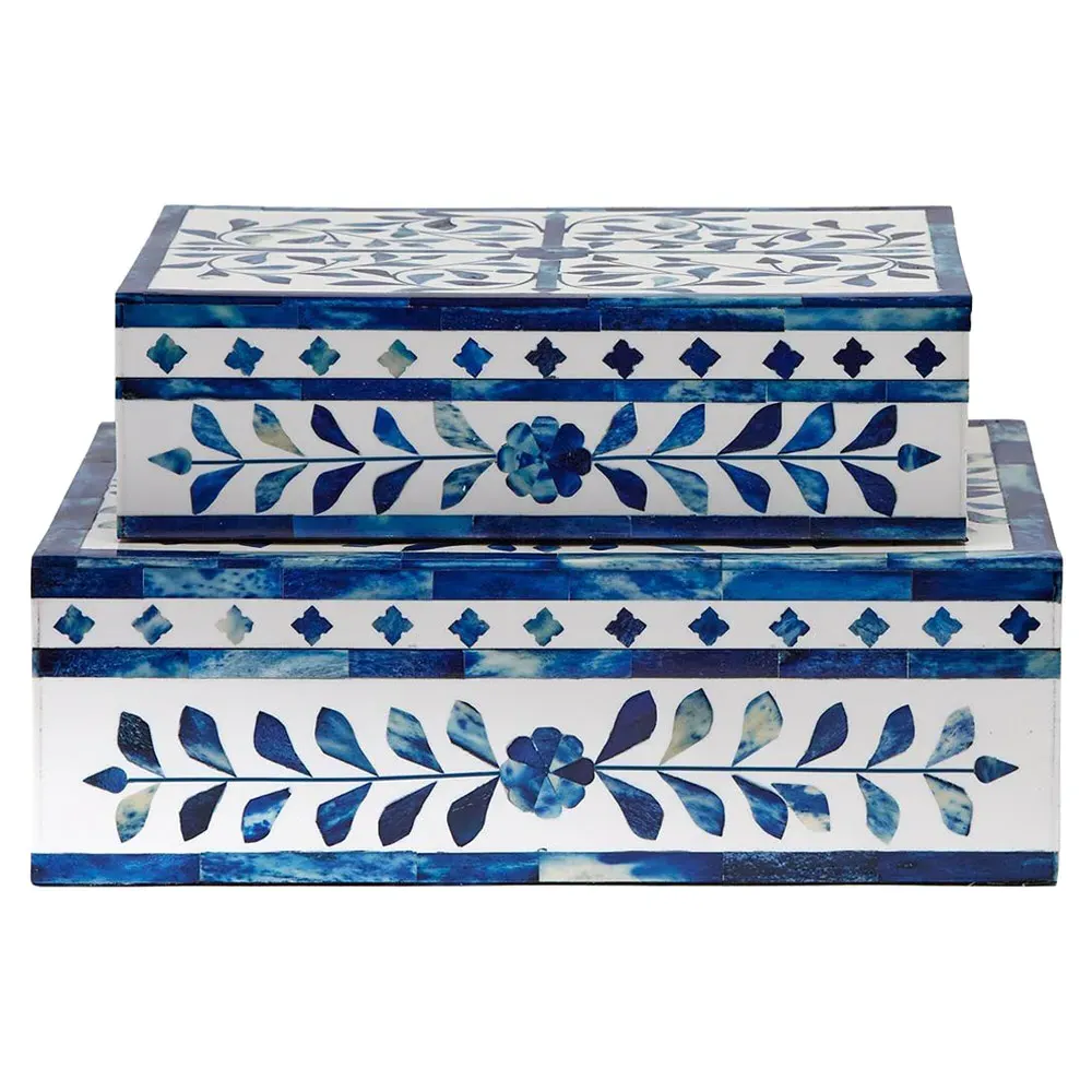 Adeline Decorative Box Set - Blue, Resin image