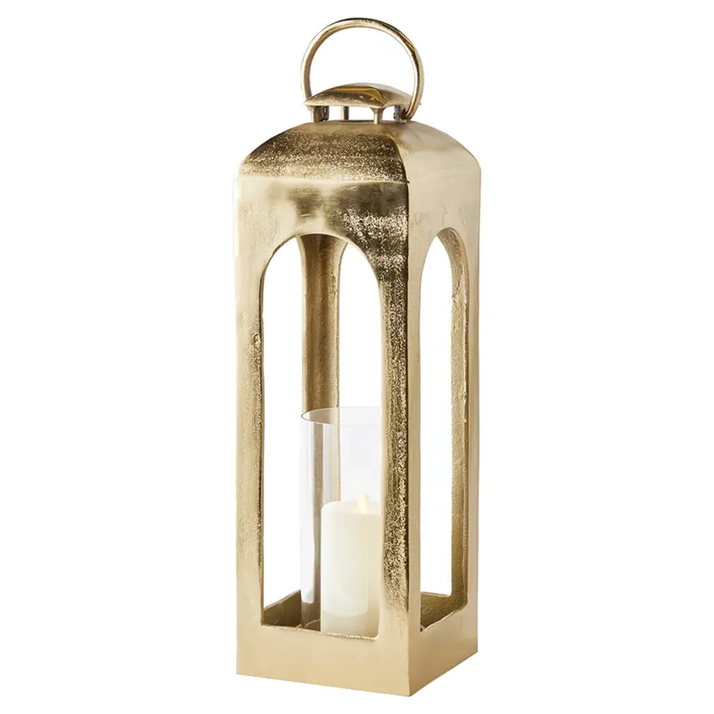 Adeline Large Lantern Candle Holder - Gold, Aluminum