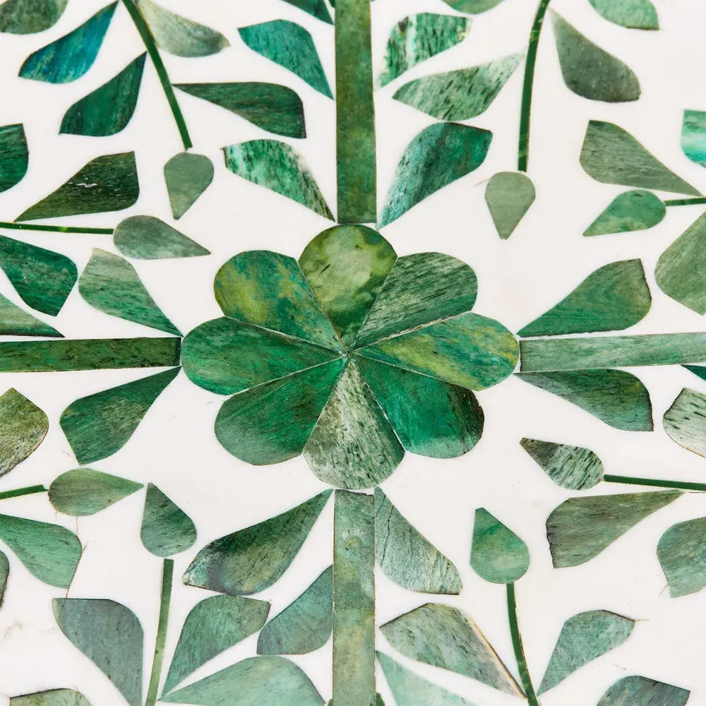 Adeline Round Decorative Tray - Green, Resin