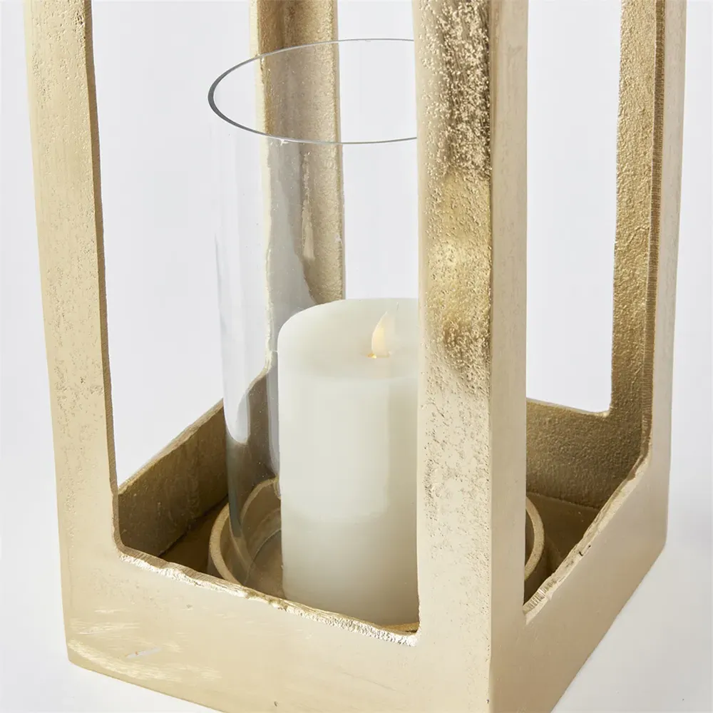 Adeline Small Lantern Candle Holder - Gold, Aluminum