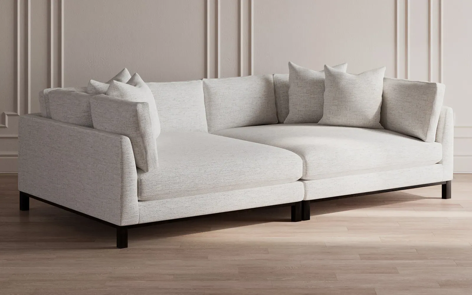 Adelle Double Bumper Sectional - Pebble