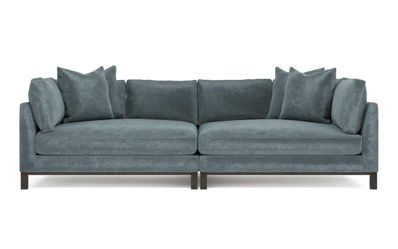 Adelle Double Bumper Sectional - Slate Blue