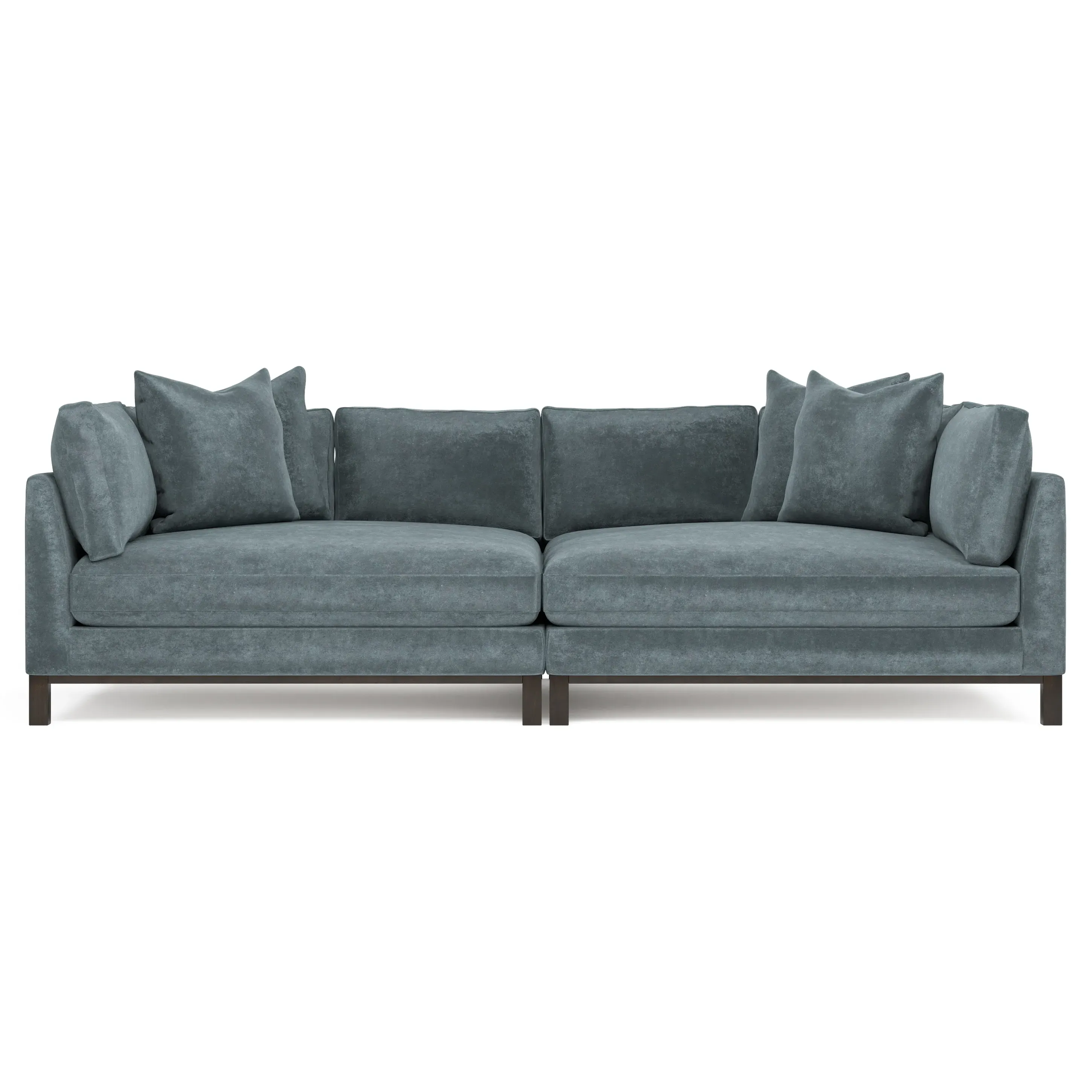 Adelle Double Bumper Sectional - Slate Blue