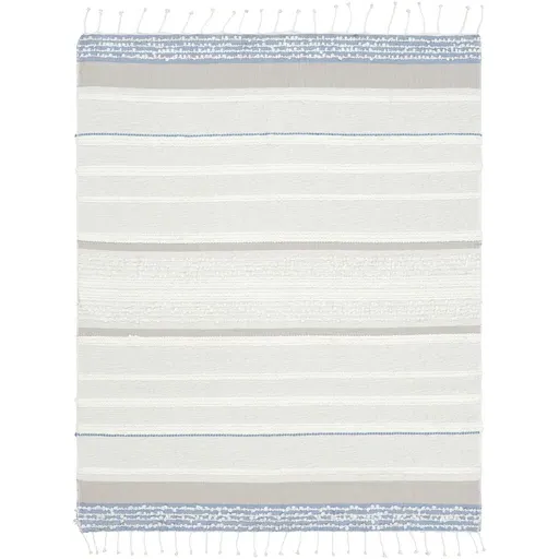 Adelle Hand Woven Throw Blanket - Blue, Cotton