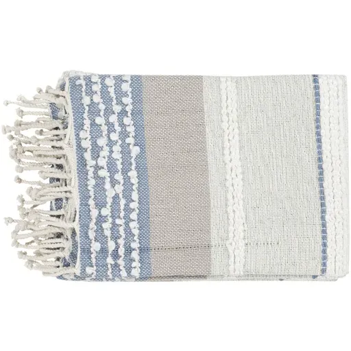 Adelle Hand Woven Throw Blanket - Blue, Cotton image