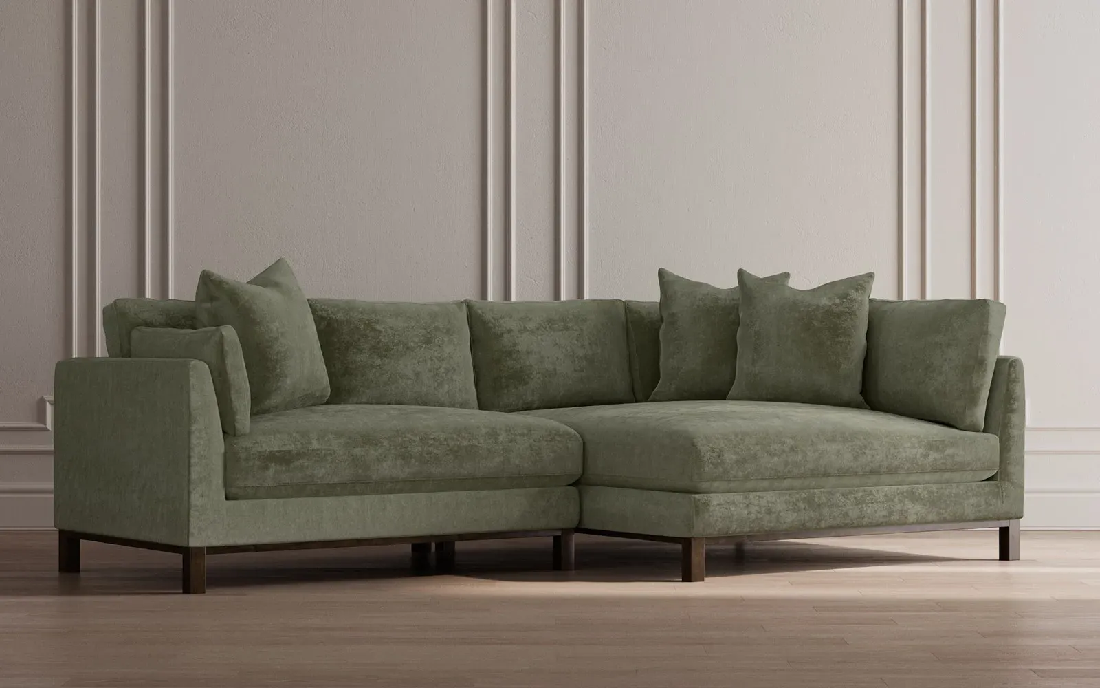 Adelle Left Bumper Sectional Sofa - Pebble