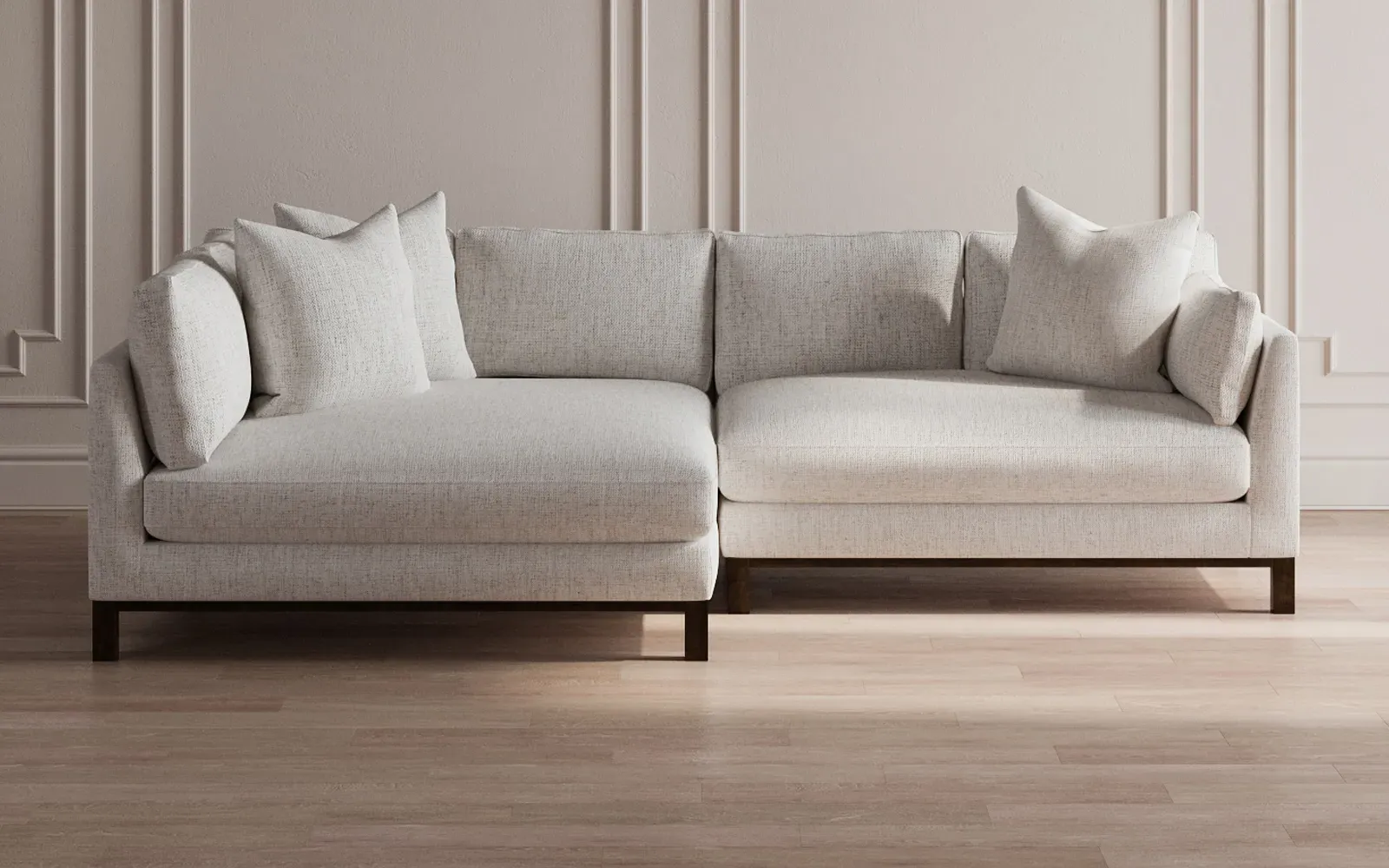 Adelle Right Bumper Sectional Sofa - Pebble