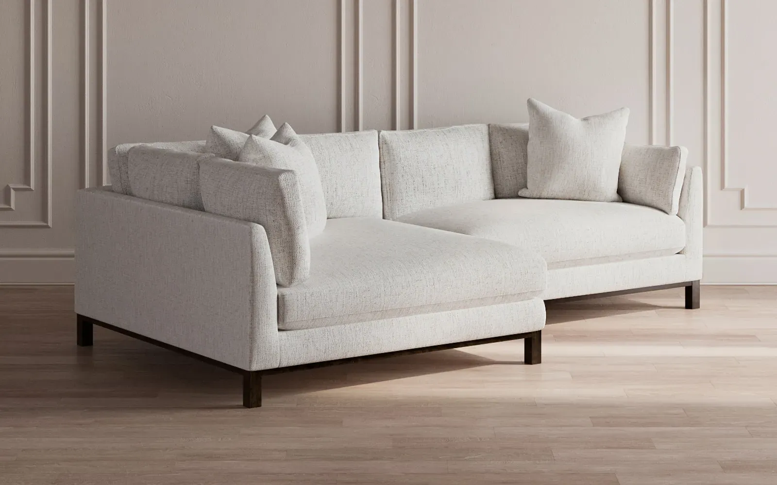 Adelle Right Bumper Sectional Sofa - Pebble