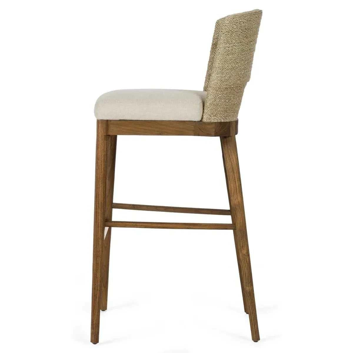 Adelyn Counter Stool with Seagrass Back - Grey, Teak