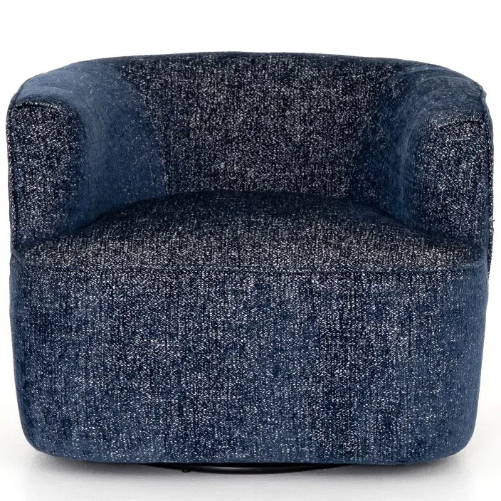 Adelyn Round Swivel Barrel Chair - Blue