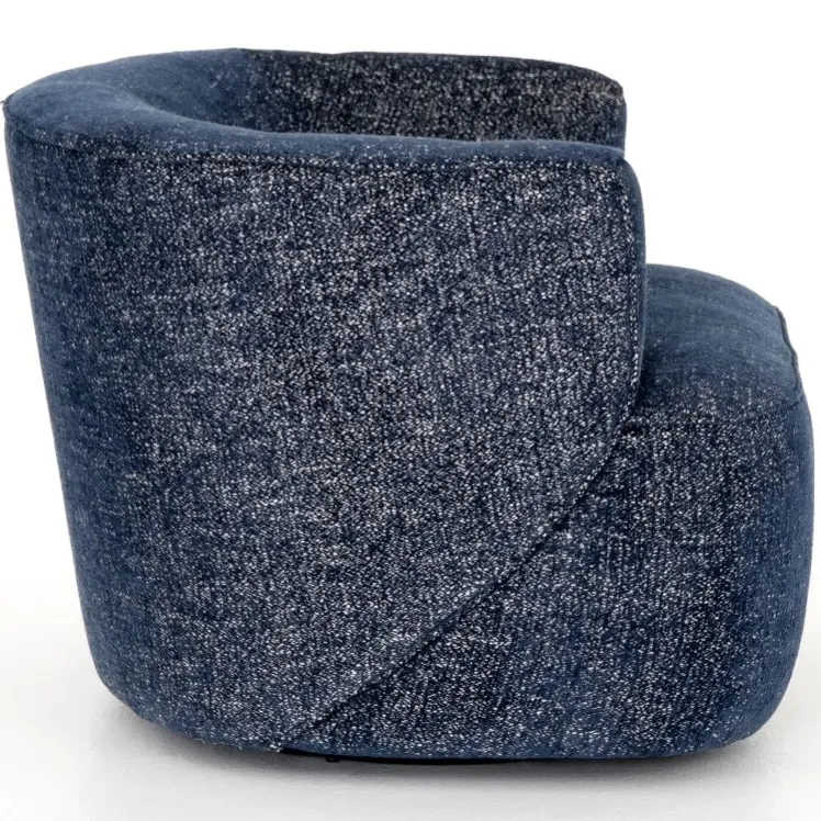Adelyn Round Swivel Barrel Chair - Blue