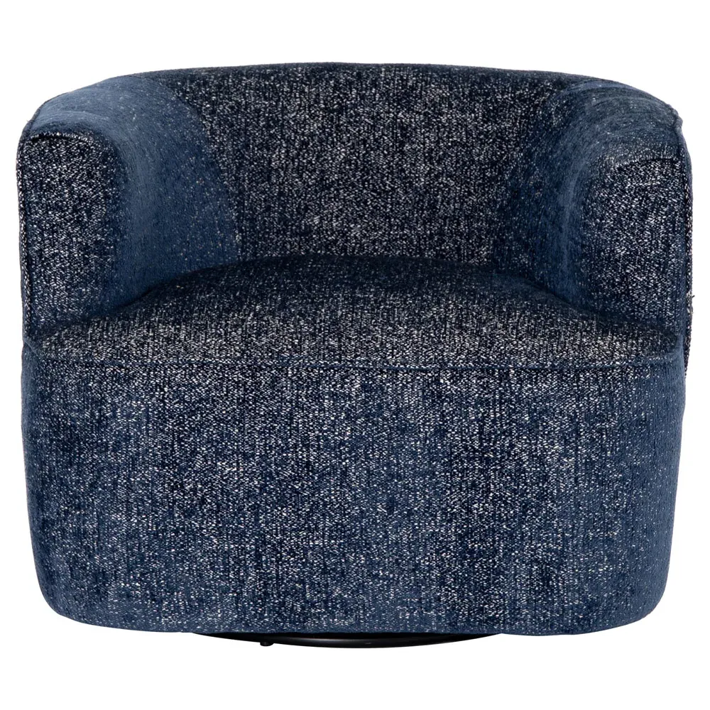 Adelyn Round Swivel Barrel Chair - Blue image