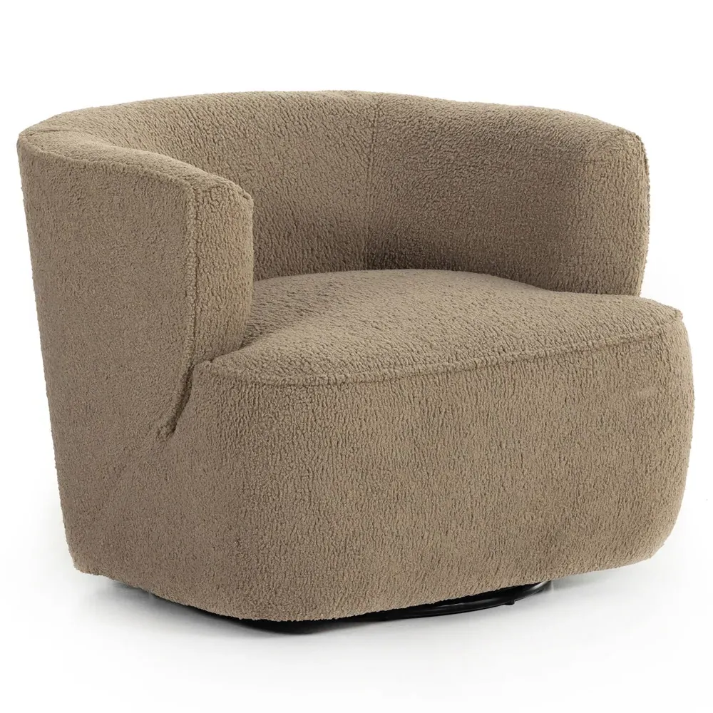 Adelyn Round Swivel Barrel Chair - Brown