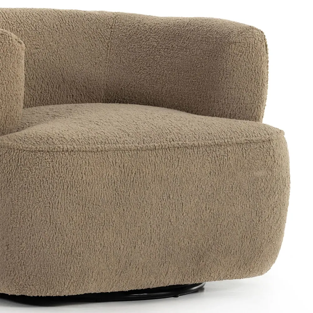 Adelyn Round Swivel Barrel Chair - Brown