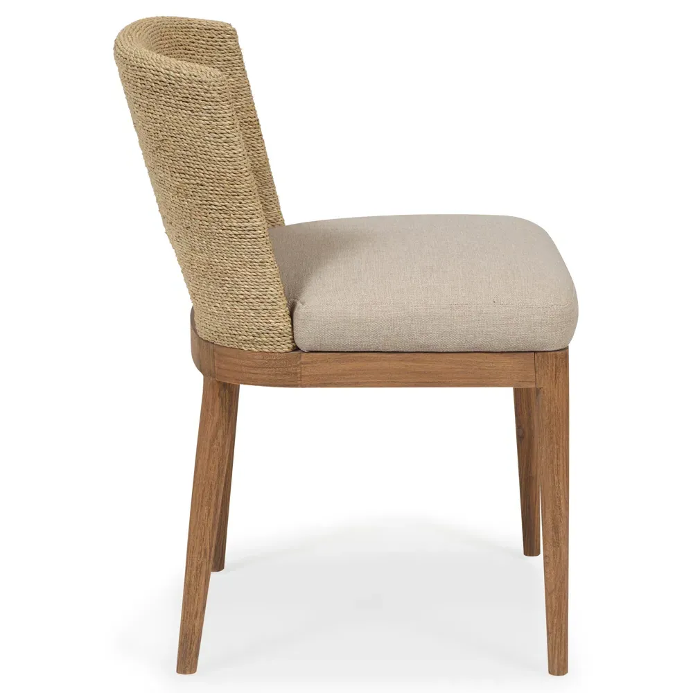 Adelyn Woven Dining Chair - Beige, Teak