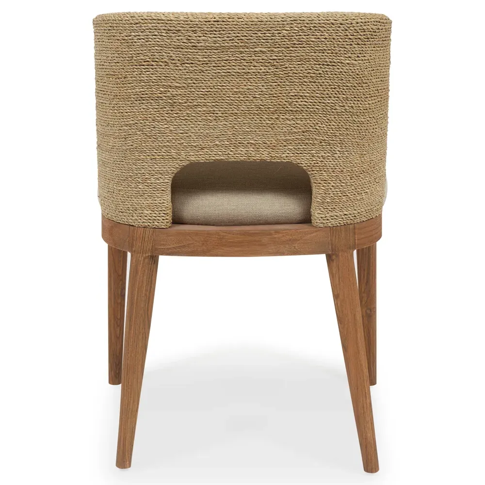 Adelyn Woven Dining Chair - Beige, Teak