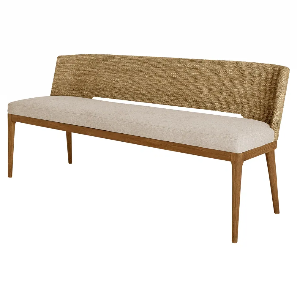 Adelyn Woven Seagrass Bench - Cream, Teak