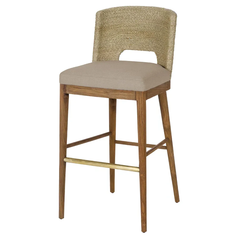 Adelyn Woven Seagrass Counter Stool - Brown, Teak