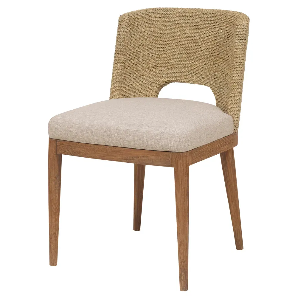 Adelyn Woven Seagrass Dining Chair - Cream, Teak