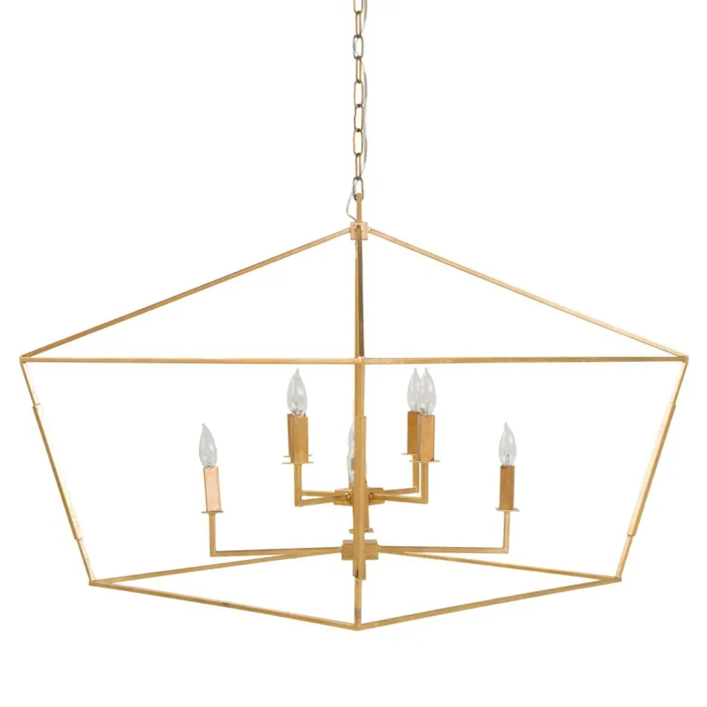 Adler Large Lantern Chandelier - Vintage Gold, Iron