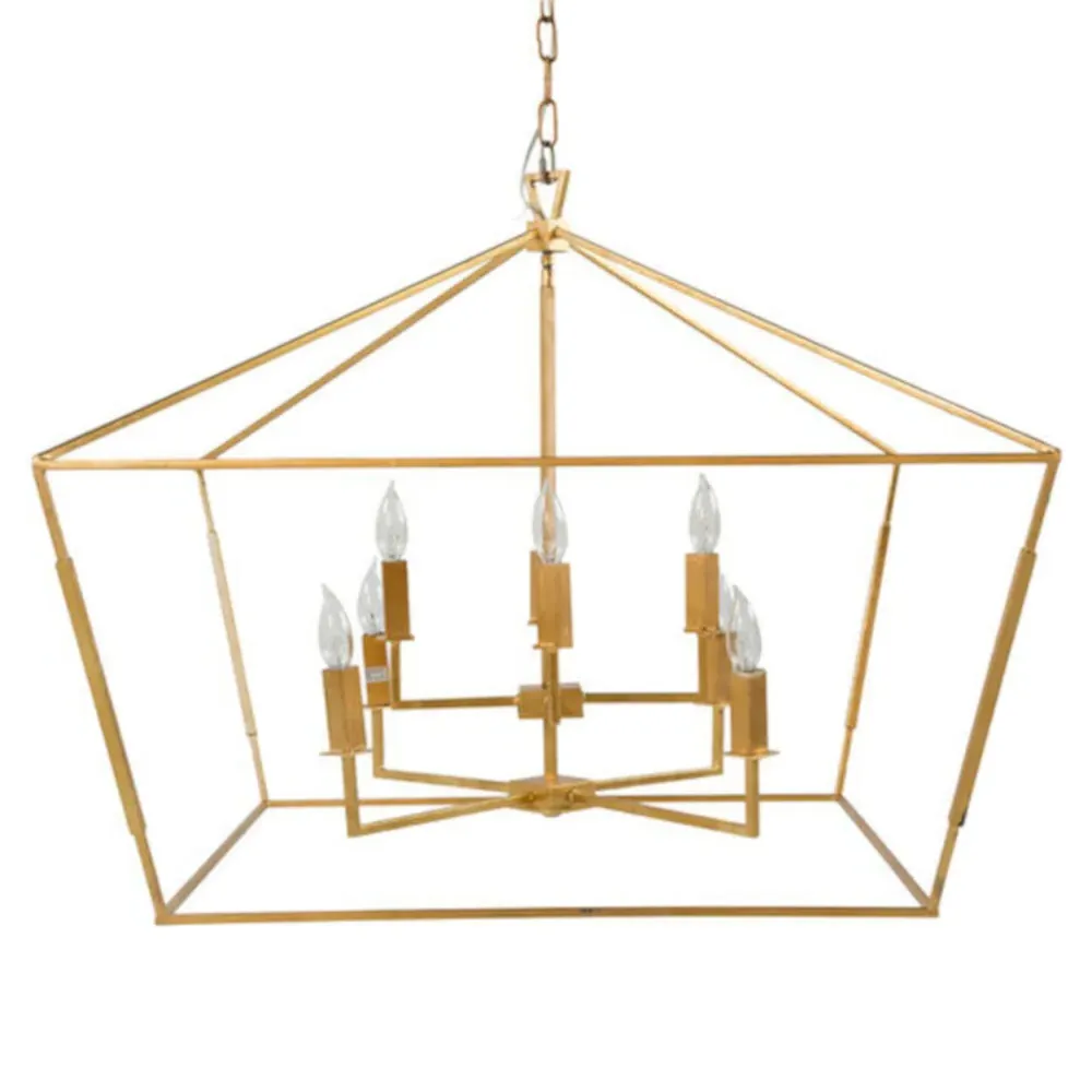Adler Large Lantern Chandelier - Vintage Gold, Iron