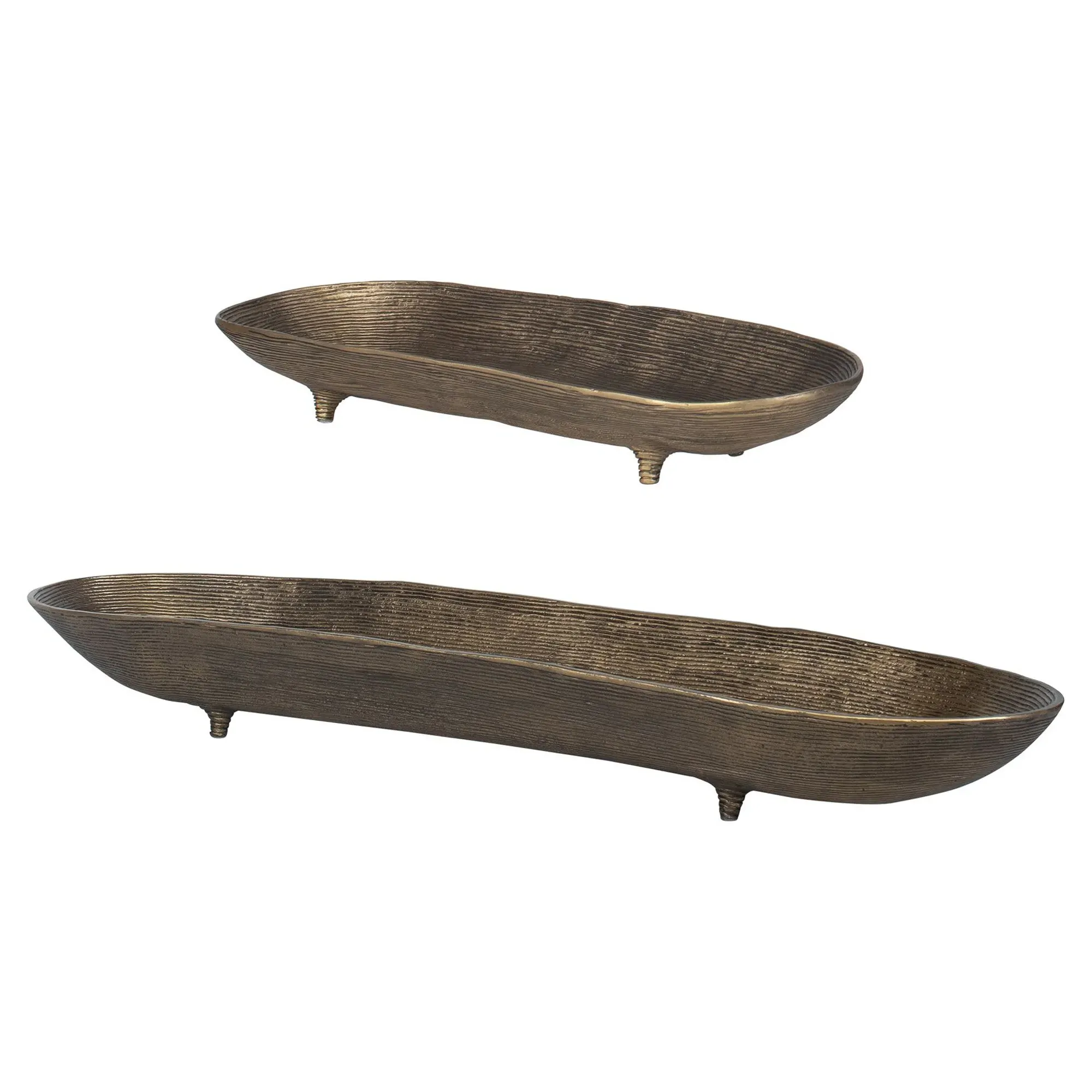 Adler Ribbed Decorative Bowl Set - Antique Brass, Aluminum