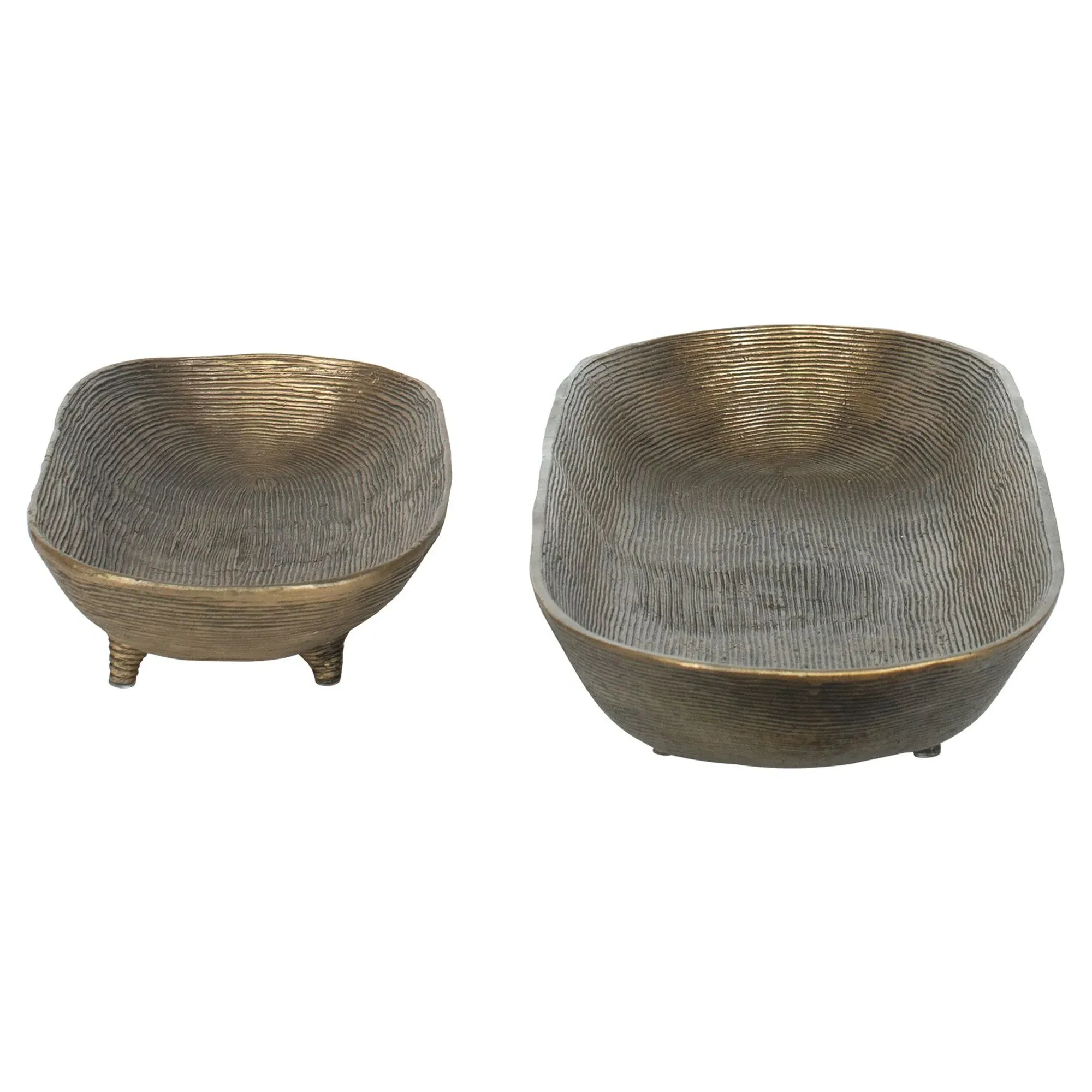 Adler Ribbed Decorative Bowl Set - Antique Brass, Aluminum