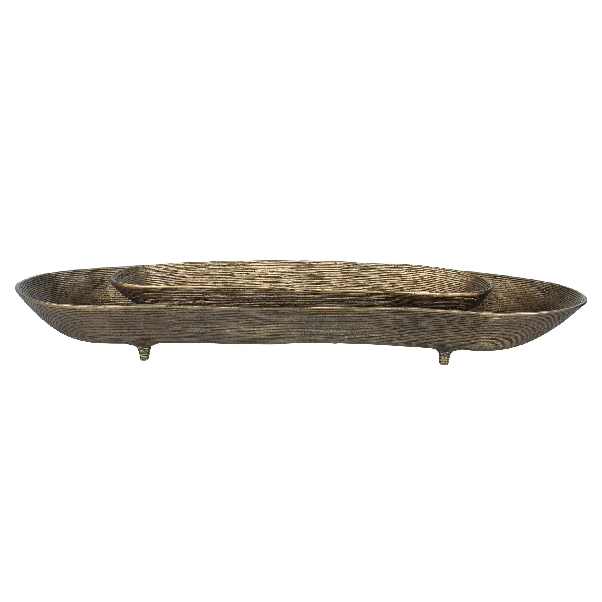 Adler Ribbed Decorative Bowl Set - Antique Brass, Aluminum