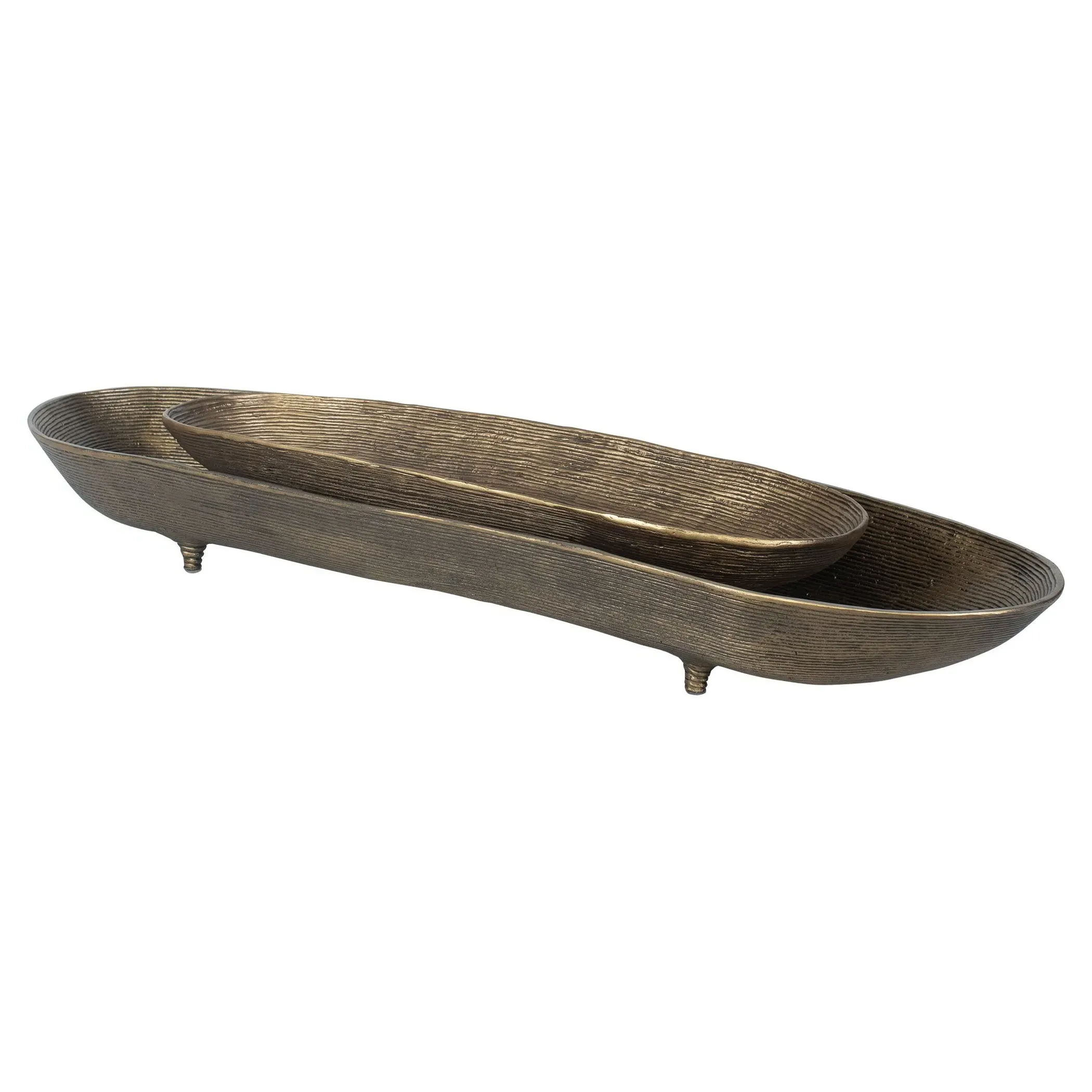 Adler Ribbed Decorative Bowl Set - Antique Brass, Aluminum