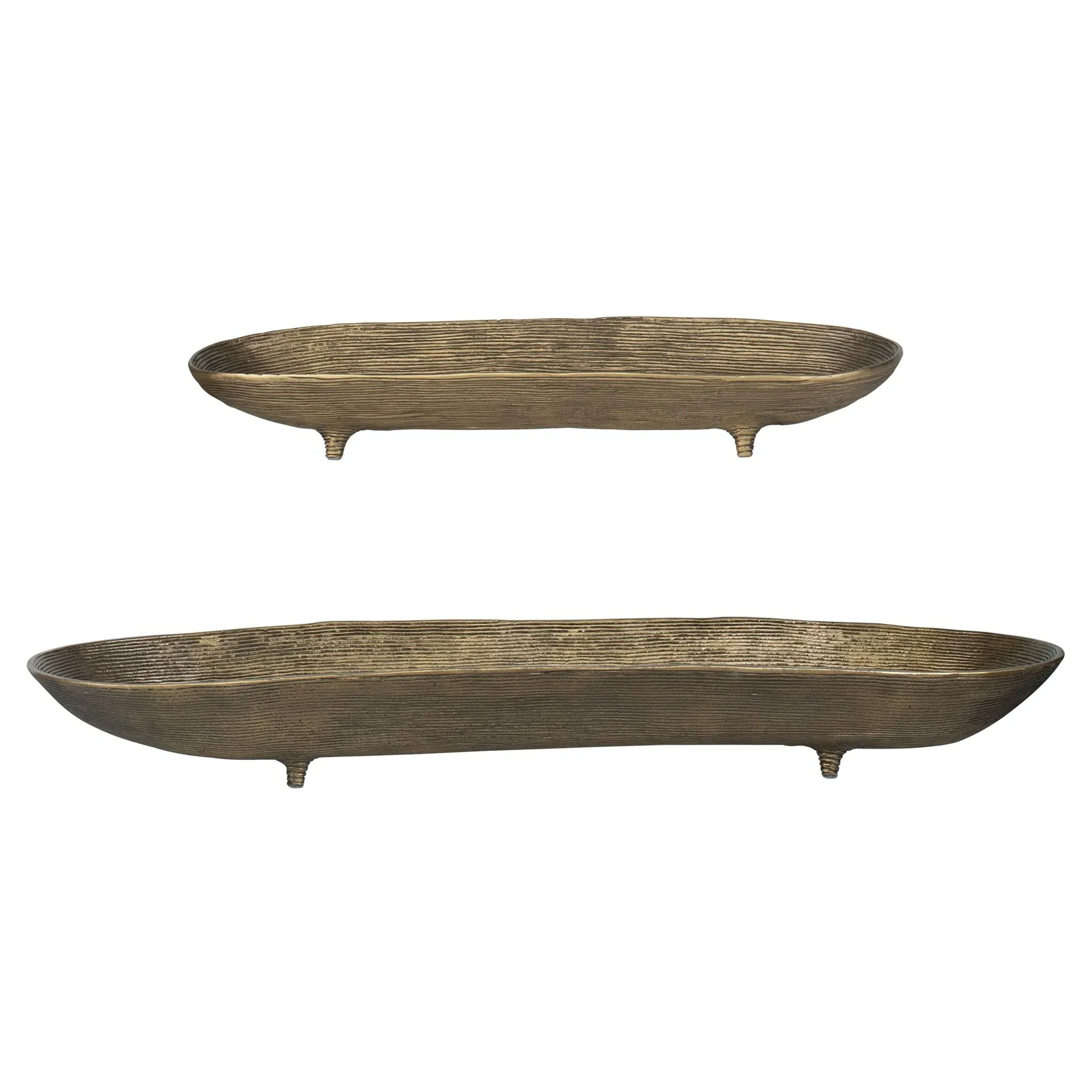 Adler Ribbed Decorative Bowl Set - Antique Brass, Aluminum