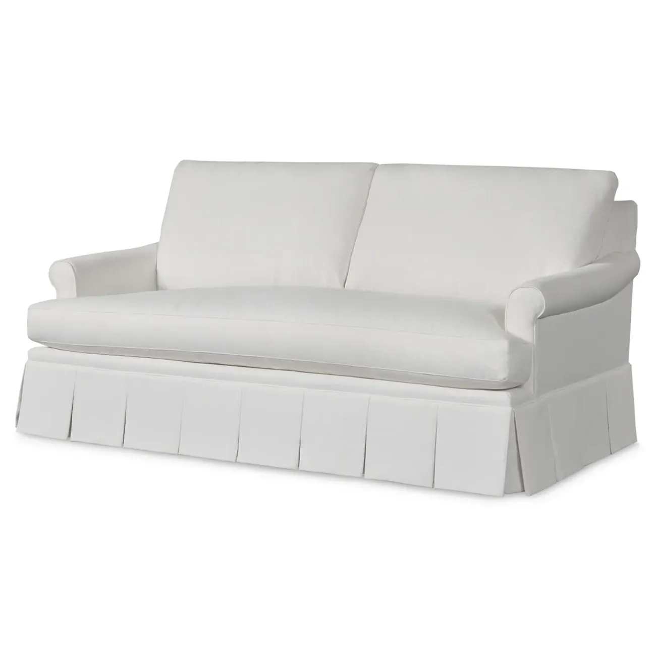 Adley Pleated Bench Sofa - White, Sunbrella Fabric