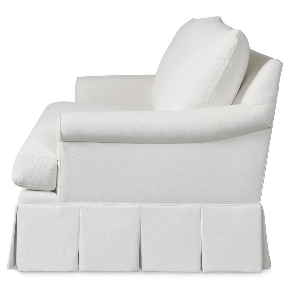 Adley Pleated Bench Sofa - White, Sunbrella Fabric