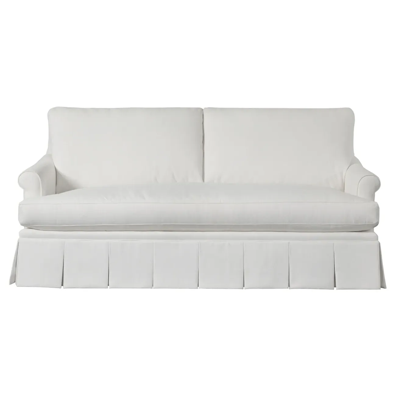 Adley Pleated Bench Sofa - White, Sunbrella Fabric image