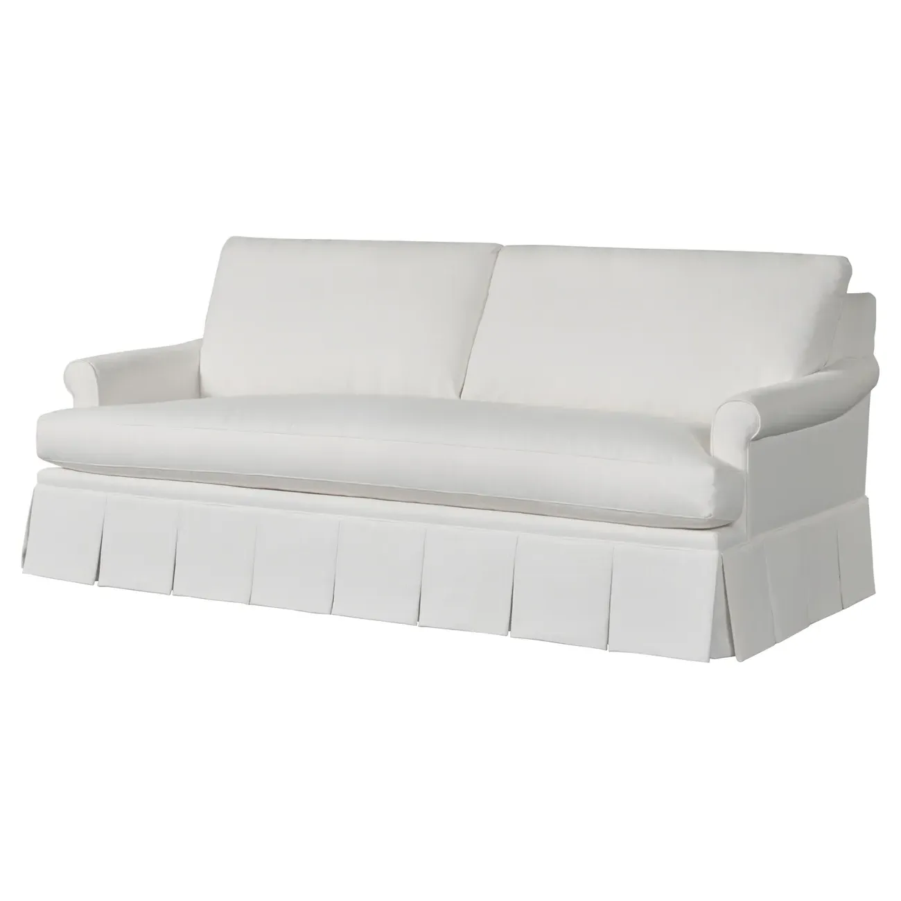 Adley Pleated Bench Sofa - White, Sunbrella Fabric