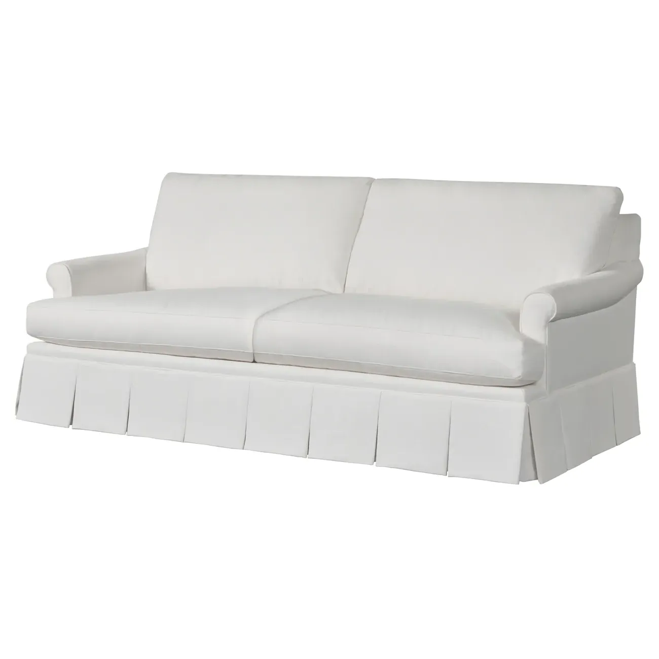 Adley Pleated Sofa - White, Sunbrella Fabric