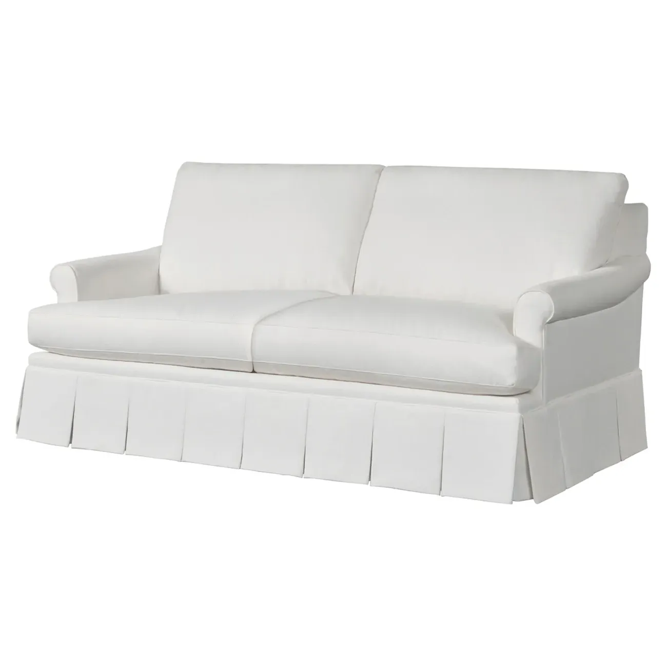 Adley Pleated Sofa - White, Sunbrella Fabric
