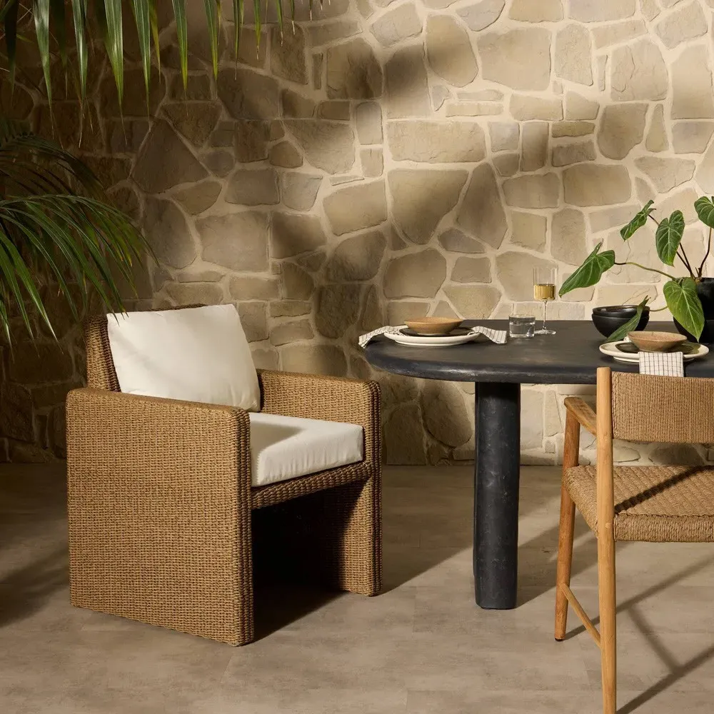 Adonis Woven Outdoor Dining Arm Chair - Brown