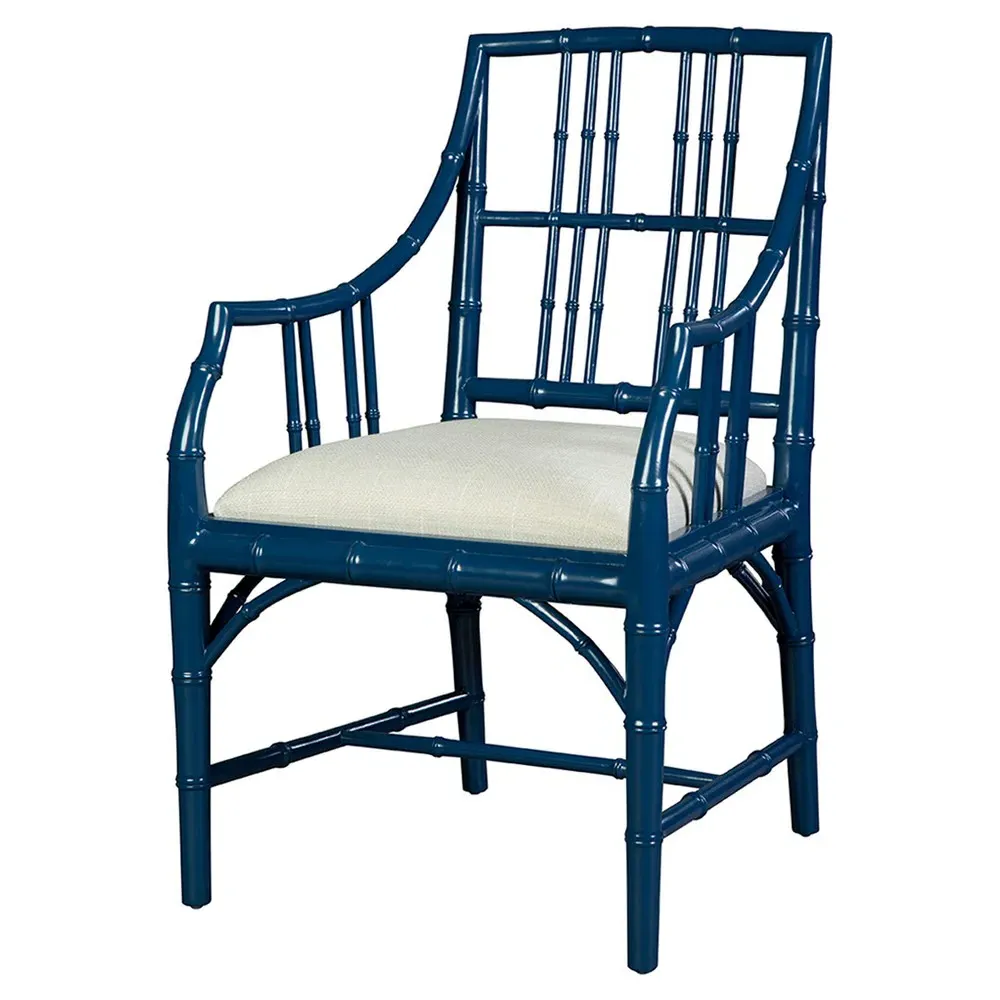 Adriana Bamboo Dining Arm Chair - Blue, Mahogany