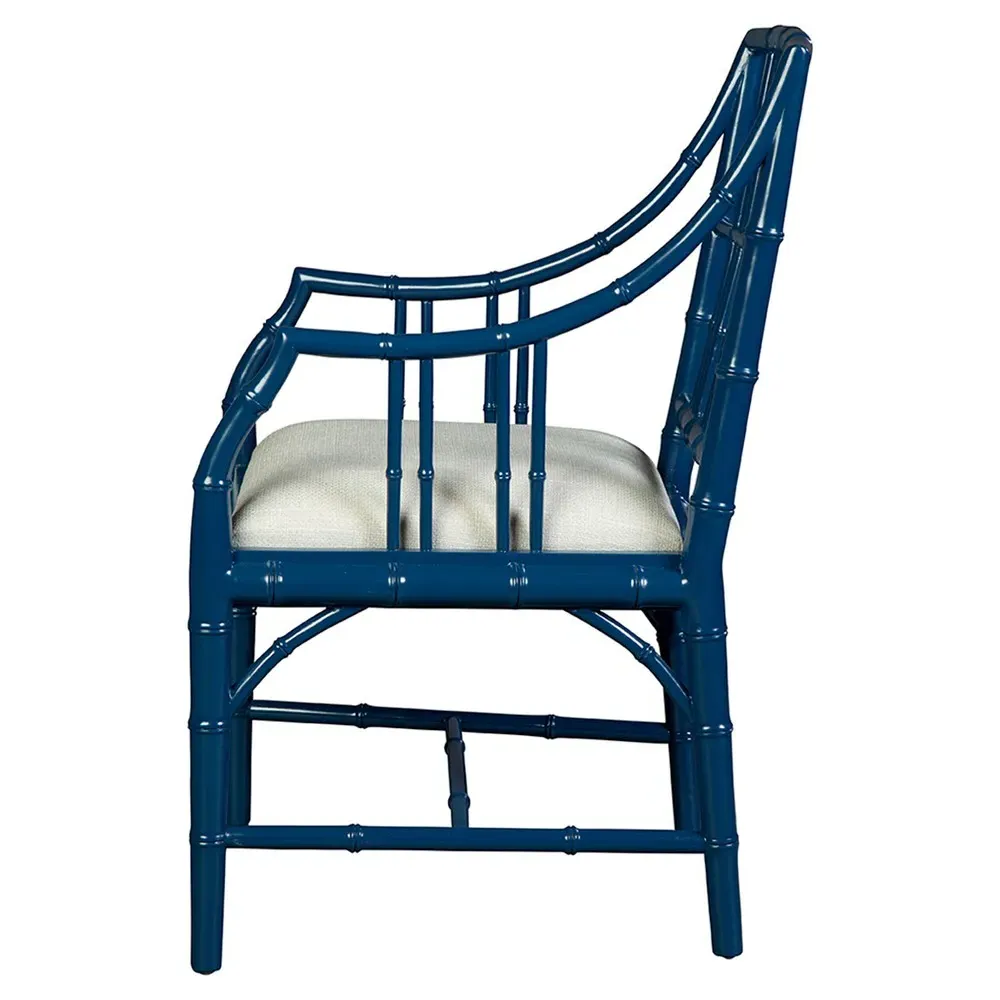 Adriana Bamboo Dining Arm Chair - Blue, Mahogany