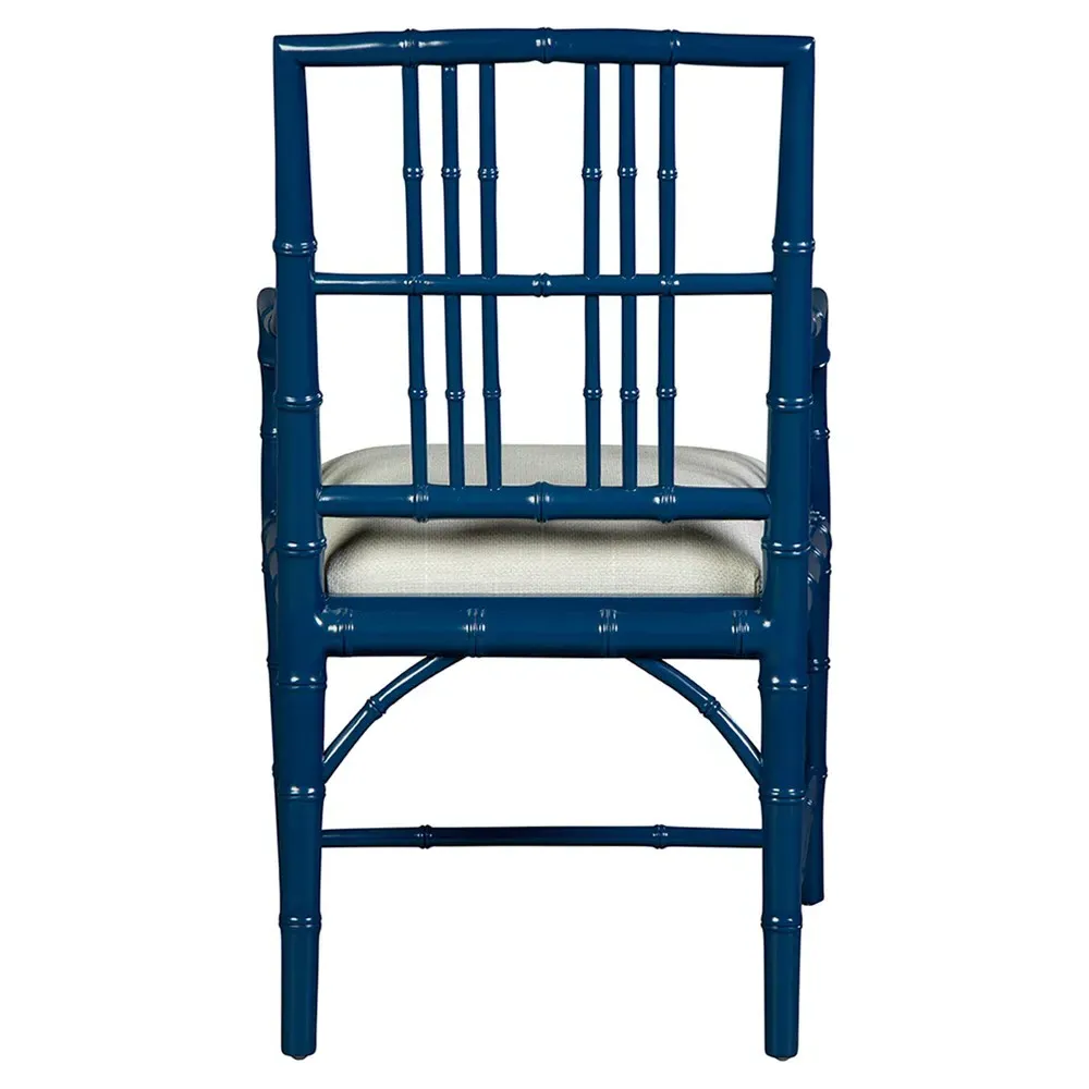 Adriana Bamboo Dining Arm Chair - Blue, Mahogany