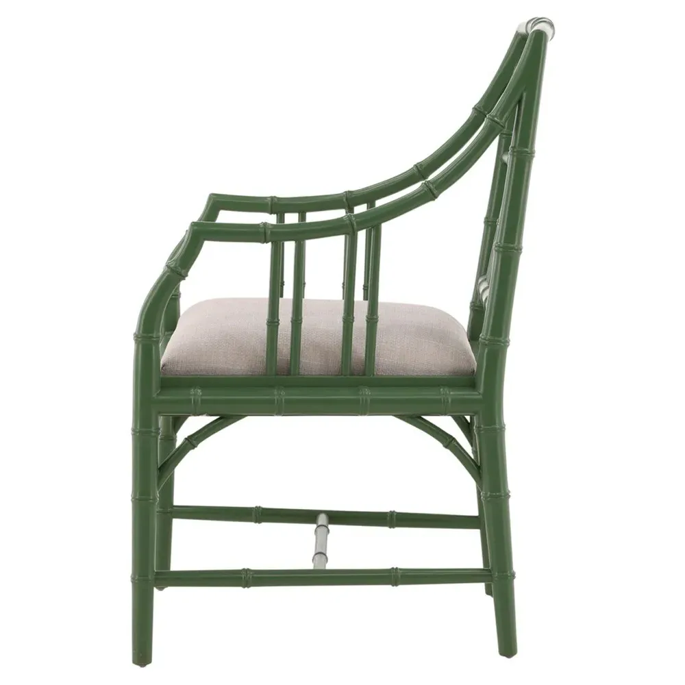 Adriana Bamboo Dining Arm Chair - Green, Mahogany