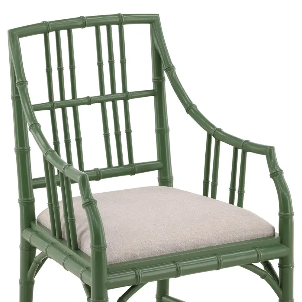 Adriana Bamboo Dining Arm Chair - Green, Mahogany