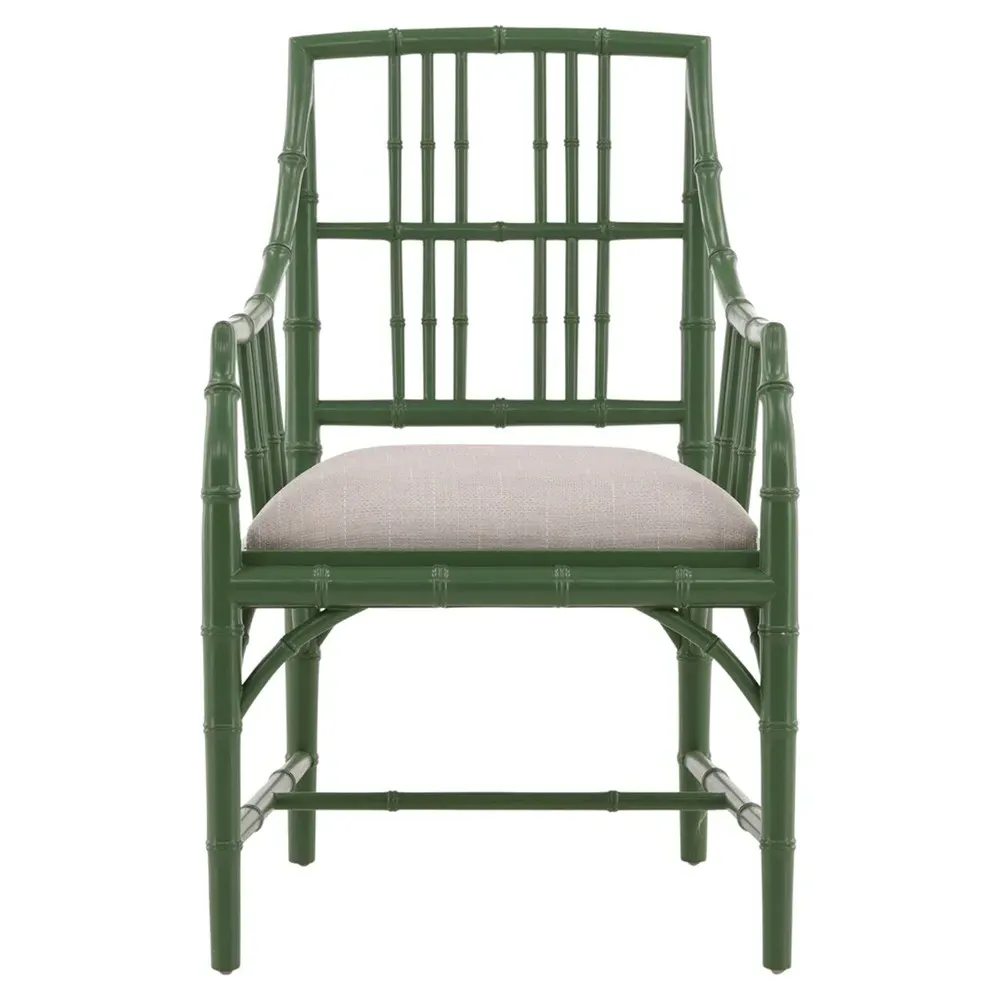 Adriana Bamboo Dining Arm Chair - Green, Mahogany