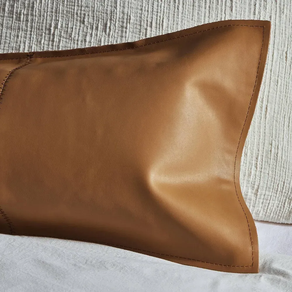 Adriel Lumbar Pillow - Brown, Leather