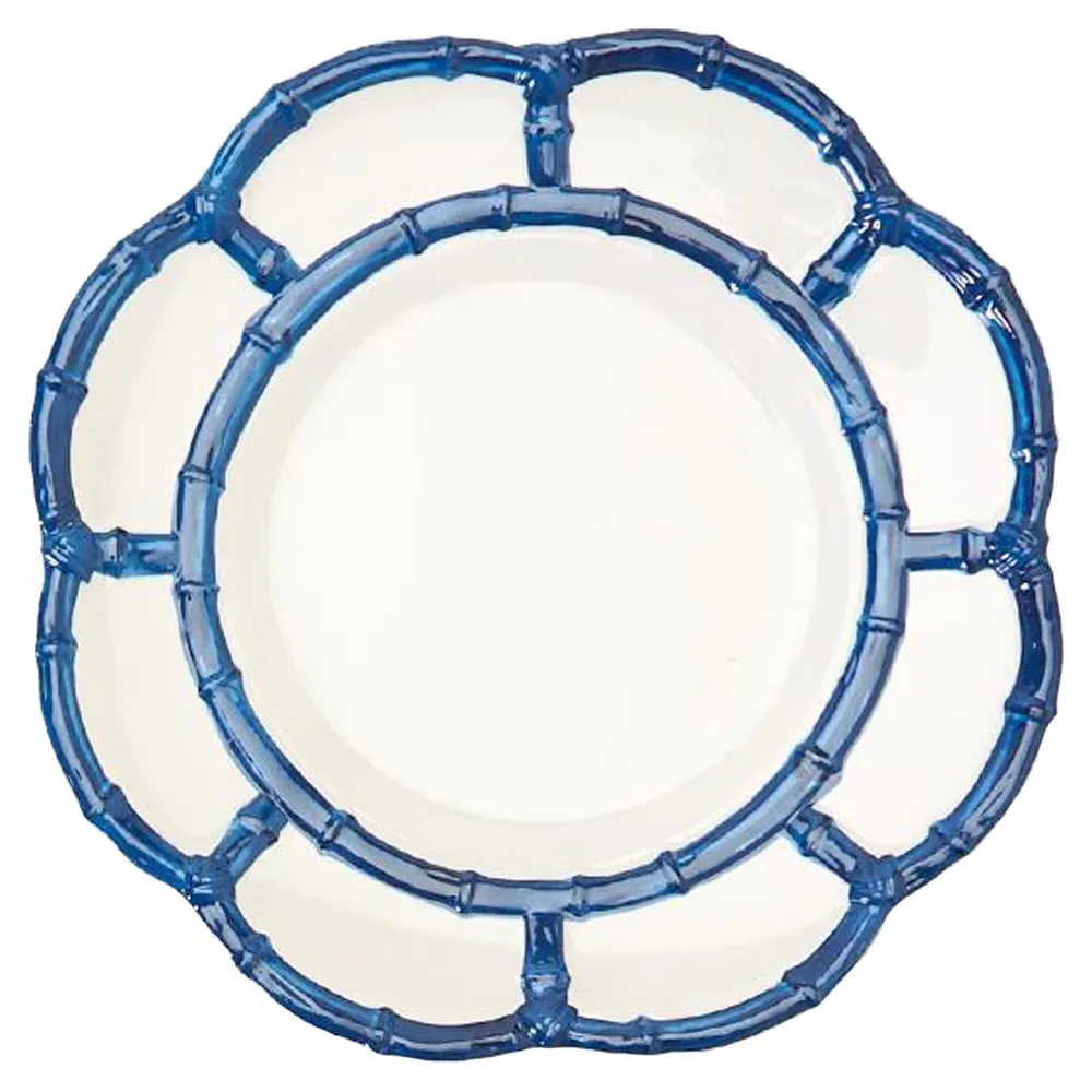 Adrienne Bamboo Rim Salad Plate Set of 4 - Blue, Melamine image