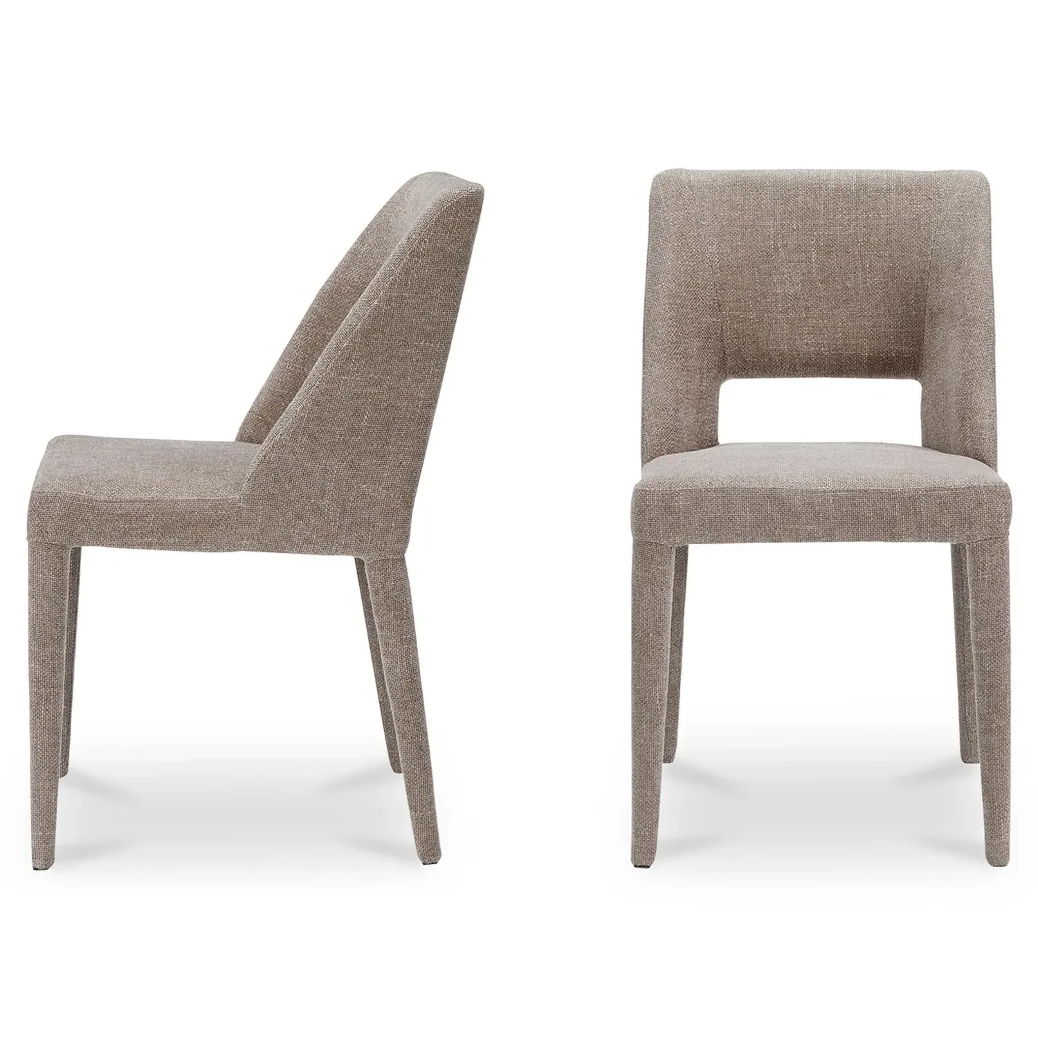 Adrienne Dining Chair Set of 2 - Light Brown, Performance Fabric