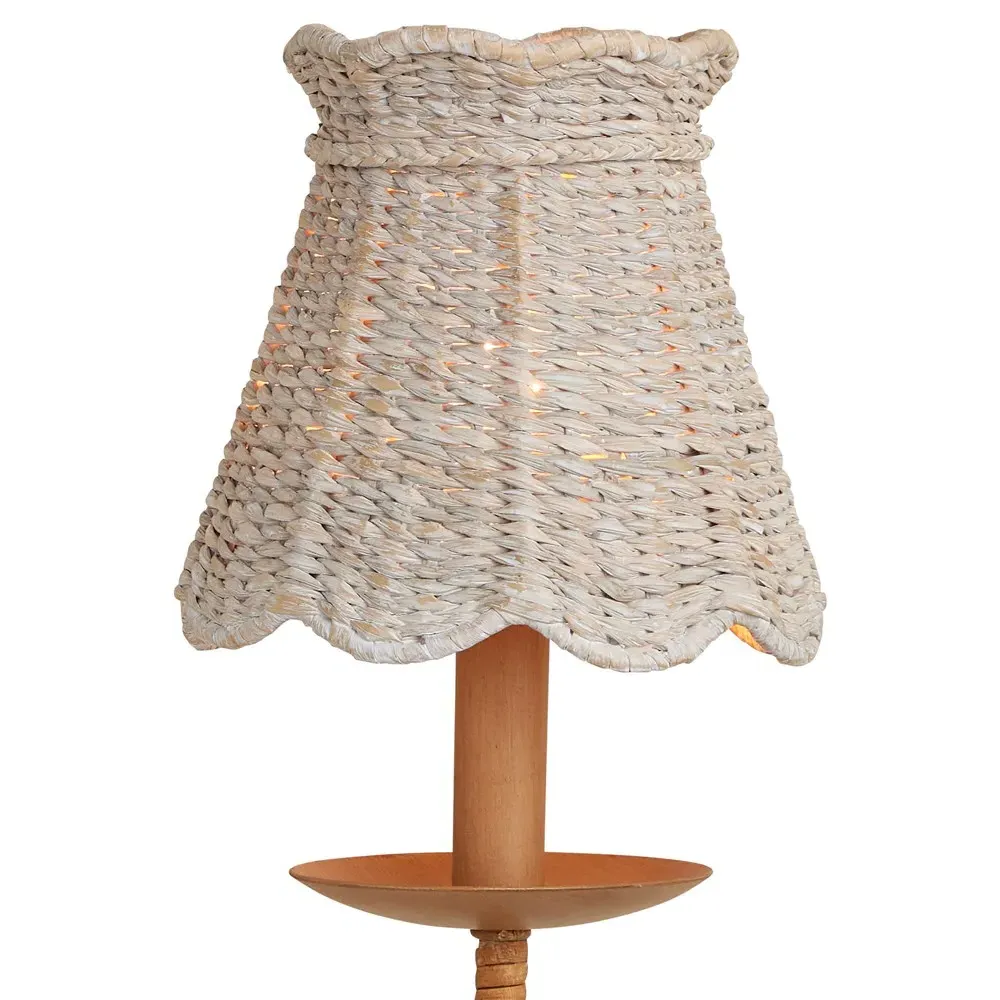 Aelle Scalloped Shade Double Armed Sconce - White, Seagrass